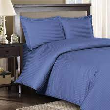 Donna karan cream satin comforter with feather pillows in whether you want inspiration for planning periwinkle blue or are building designer periwinkle blue. 600 Thread Count Duvet Cover Set 100 Cotton Sateen Damask Striped Full Queen Periwinkle Walmart Com Walmart Com