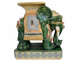 Sold Green Glazed Ceramic Elephant