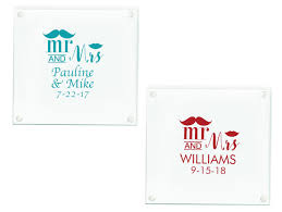 Mrs Personalized Glass Coasters Favors