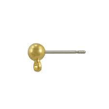4mm shiny gold plated ball ear posts