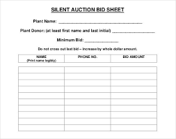 Silent Auction Bid Sheets 40 Silent Auction Bid Sheet
