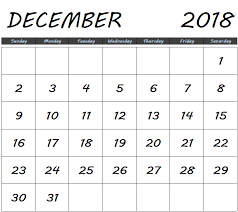 Free Printable December Calendar 2018 Printable 2018 Calendars