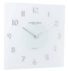 London Clock Square White Glass Wall