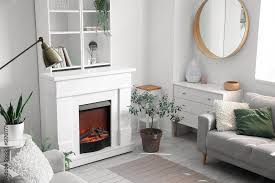 Electric Fireplace And Shelving Unit In