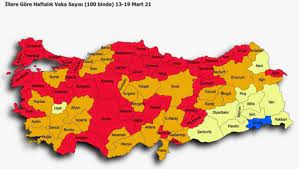 Türkiye'nin tüm ilçelerinin bağlı bulunduğu ile göre renkledirildiği detaylı harita. Turkiye Risk Haritasi 23 Mart Korona Haritasina Gore Dusuk Orta Yuksek Ve Cok Yuksek Riskli Iller Gundem Haberleri