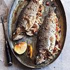baked trout stuffed with crab