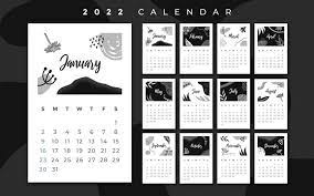 Black And White 2022 Calendar Design