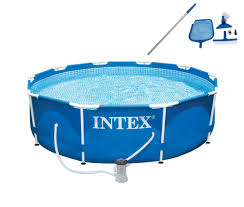 intex 10 x 30 metal frame set swimming pool with filter pump maintenance kit