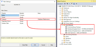 how to filter objects in ssms 2016