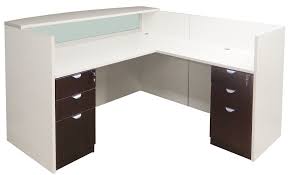 White Woodgrain L Shaped Reception Desk