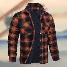 men s lined hooded flannel shirt jacket