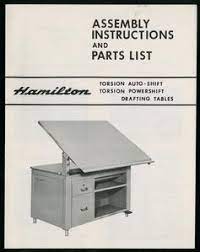 parts list hamilton drafting tables
