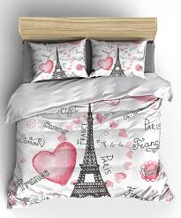 Pink White Eiffel Tower Duvet Cover