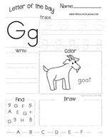 letter g preschool printables