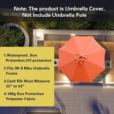 Cubilan 9 Ft Patio Umbrella Replacement Canopy Market Umbrella Top Outdoor Umbrella Canopy With 8 Ribs In Orange
