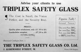 1914 Triplex Safety Glass Advertisement