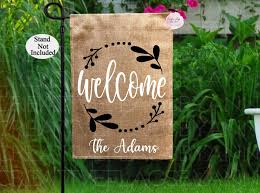 Personalized Faux Burlap Welcome Garden