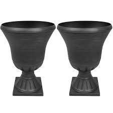 Black Plastic Urn Planter