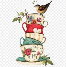 Чашки На Прозрачном Фоне whimsical art, cute illustration, - vintage tea  cup PNG image with transparent background | TOPpng