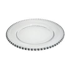 silver beaded glass plate event hire uk