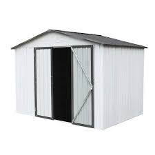 Amucolo 8 Ft W X 6 Ft D Galvanized Steel Shed With Lockable Double Doors Tool Storage Garden Shed White