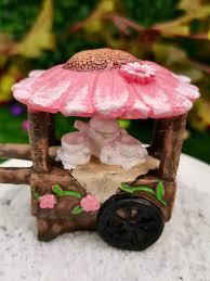 Fairy Garden Flower Tea Cart On Wheels
