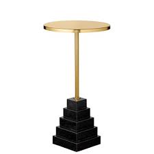Marble And Steel Side Table With Gold