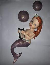 Vintage Lefton Ceramic Mermaid With Two