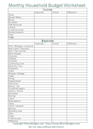 Free Printable Monthly Budget Worksheet Template Blank