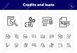 Maybe you would like to learn more about one of these? Credits And Loans Icons Set Of Line Icons Loan Calculator Credit Card Approved Application Finance Concept Vector Illustration Can Be Used For Topics Like Banking Finance Royalty Free Cliparts Vectors And Stock