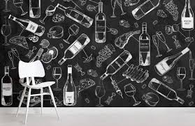 Food Wine Chalkboard Wallpaper Mural