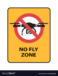 drone no fly zone sign yellow