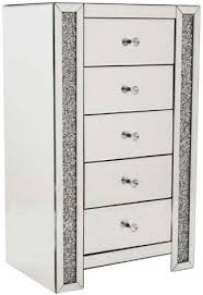 Our range includes tall, narrow and wide chests that will store all your belongings, perfect bedroom furniture , or indeed for lounge, hall or dressing room storage. Ember Mirrored Tall Chest Of Drawers With 5 Drawers