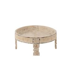 Side Table Round Recycled Wood White