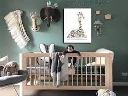 rainbow giraffe baby art print nursery