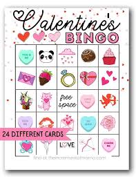 The following pdf files contain 50 and they have a free center with the option card number in corners to allow a draw after the game. Free Valentine S Bingo Printables 24 Cards The Incremental Mama