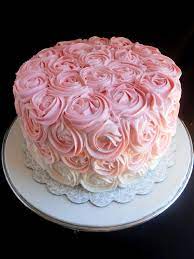 Pink Ombre Rose Birthday Cake gambar png
