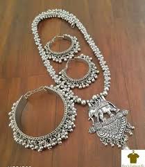 heavy oxidised silver full jewellery set