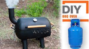 a bbq oven with a gas canister