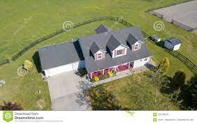 drone view of single family house stock