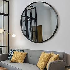 Black Frame Round Mirror Wall Decor