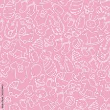 baby shower doodle seamless pattern