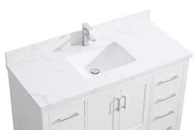 The best countertop for a bathroom vanity is 70% personal taste and 30% specific requirements for your space. 48 Carmela White Single Sink Bathroom Vanity Calcutta Quartz Ctop