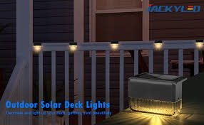 Amazon Com Solar Deck Lights Jackyled Solar Step Lights Outdoor Waterproof Led Solar Fence Lights For Garden Yard Railing Stair Patio Pathway 12 Lumens Warm White Color Changing Lighting Black 6 Pack Home Improvement