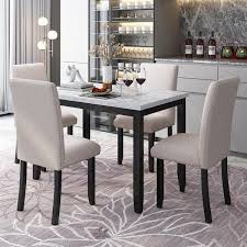 faux marble mdf top dining table set