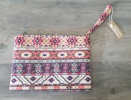 red tribal print pouch makeup bag 7
