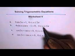 Trigonometric Equations Double Angles