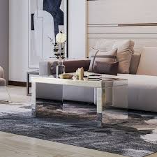 modern mirrored coffee table wooden