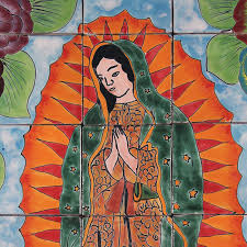Mexican Tile Mural Virgin De Guadalupe