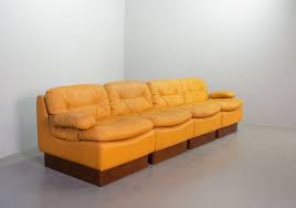Yellow Leather Modular Sofa Set From